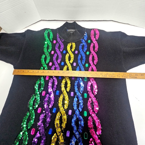 Colorful Sequin Women's Sweater Sz M - Picture 9 of 11